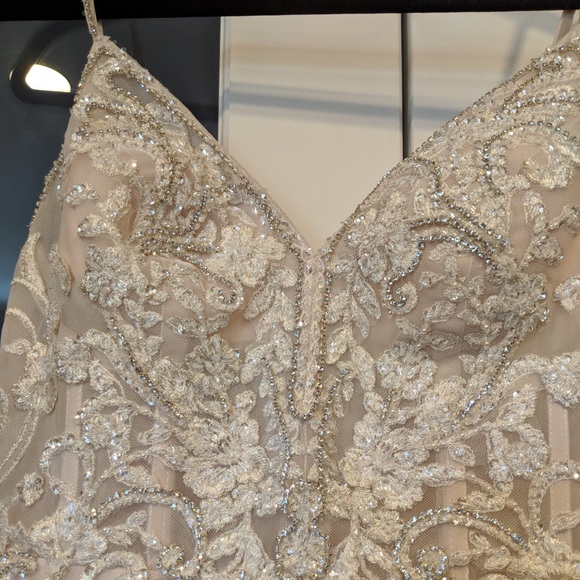 Galina Beaded Bodice Organza A-Line Wedding Dress - Picture 4 of 8